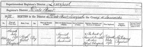 Birth certificate of HUGH_GRANT_FORRESTER 1872