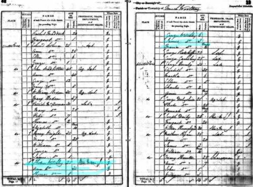 Wycherley family 1841 census Much Woolton